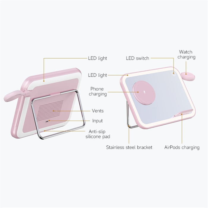 OEM - 3in1 MagSafe Trådlös Laddare iPhone Apple Watch Airpods V22 - Rosa