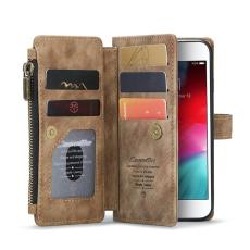 Caseme - CASEME Konstl&auml;der Pl&aring;nboksfodral f&ouml;r iPhone SE/8/7/6 med rem - Brun