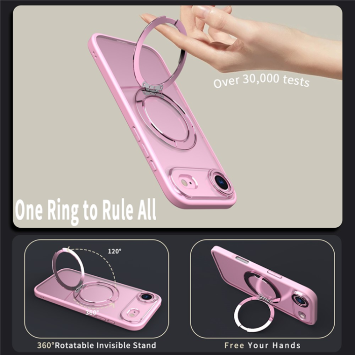 A-One Brand - iPhone Air Mobilskal Ring Kickstand TPU PC Clear - Rosa