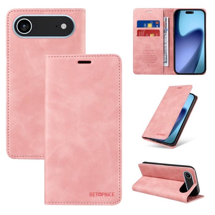 BETOPNICE - BETOPNICE iPhone Air Plånboksfodral Konstläder - Rosa