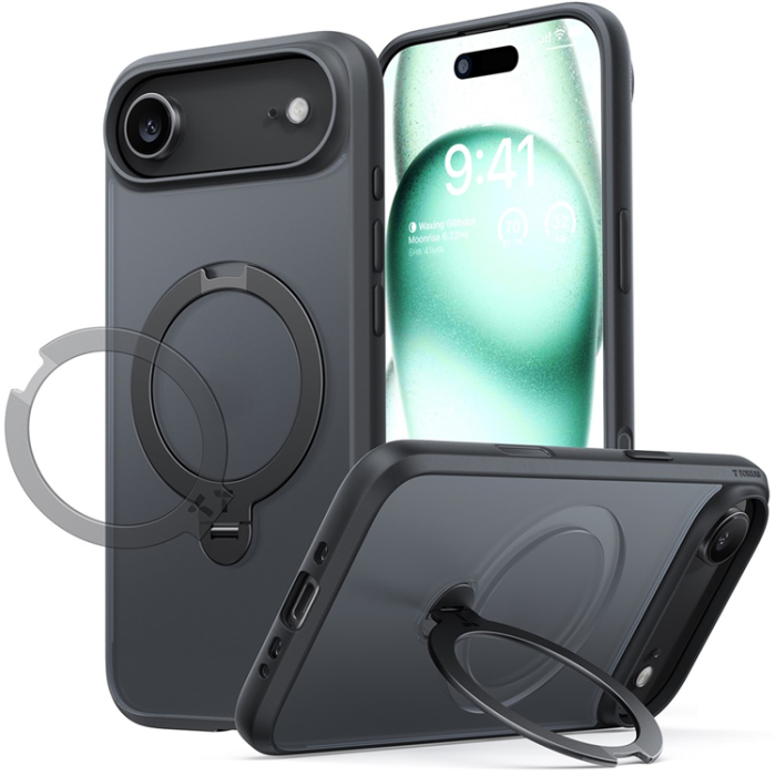 Torras - TORRAS iPhone Air Mobilskal MagSafe Rotating Kickstand - Svart