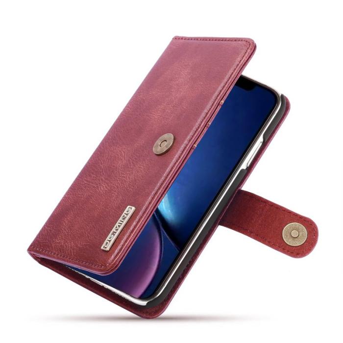 DG.MING - DG.MING iPhone 11 Äkta Läder Plånboksfodral Flip Vinröd