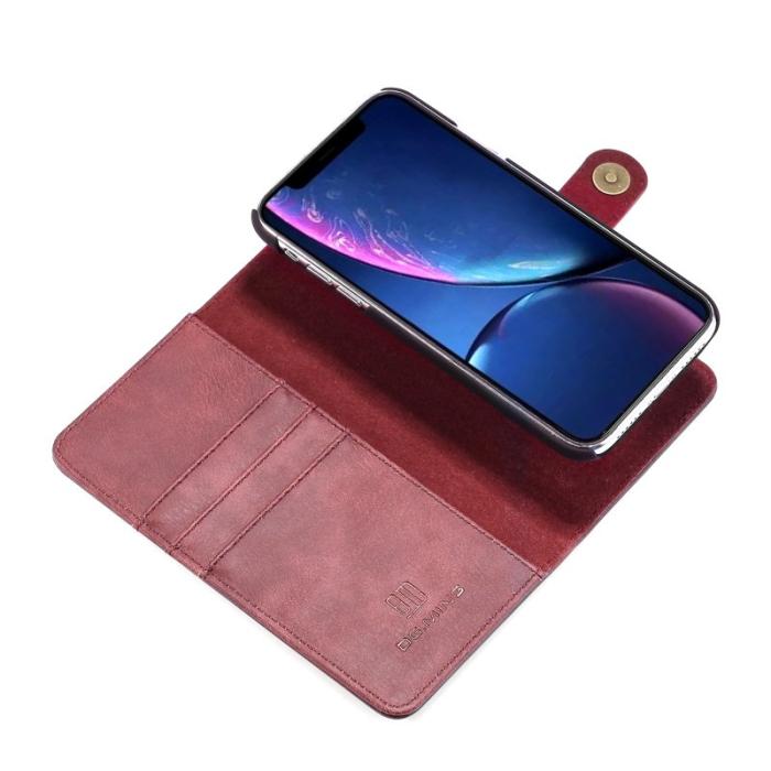 DG.MING - DG.MING iPhone 11 Äkta Läder Plånboksfodral Flip Vinröd