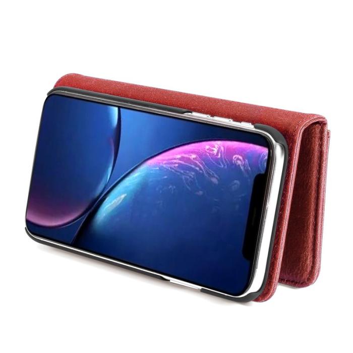 DG.MING - DG.MING iPhone 11 Äkta Läder Plånboksfodral Flip Vinröd