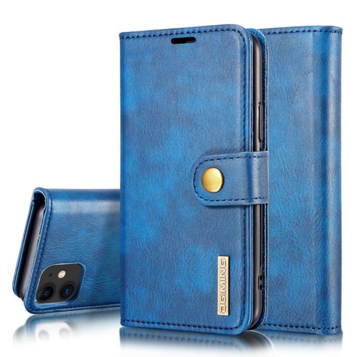 DG.MING - DG.MING iPhone 11 Plånboksfodral i Blått - Stötbeständig Äkta läder Wallet