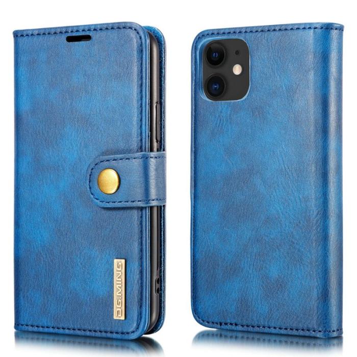 DG.MING - DG.MING iPhone 11 Plånboksfodral i Blått - Stötbeständig Äkta läder Wallet