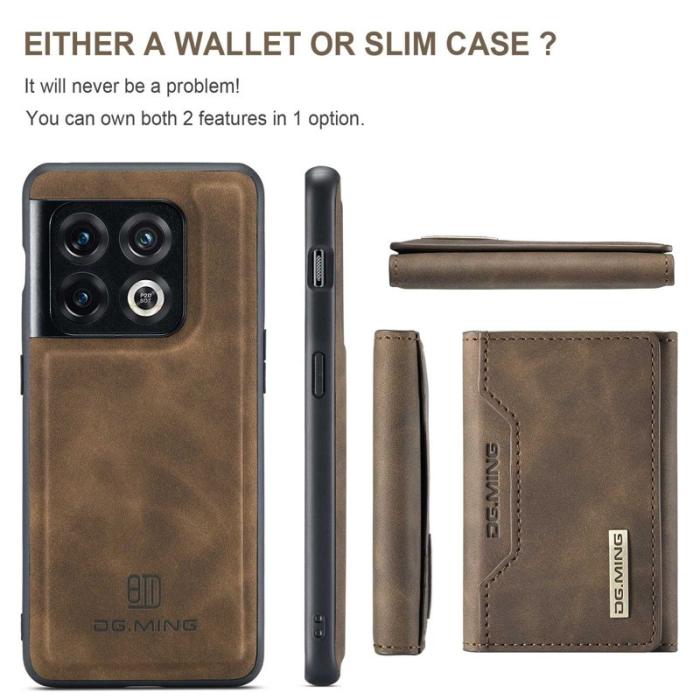 DG.MING - DG.MING OnePlus 10 Pro 5G Konstläder Plånboksfodral Magnetisk Brun