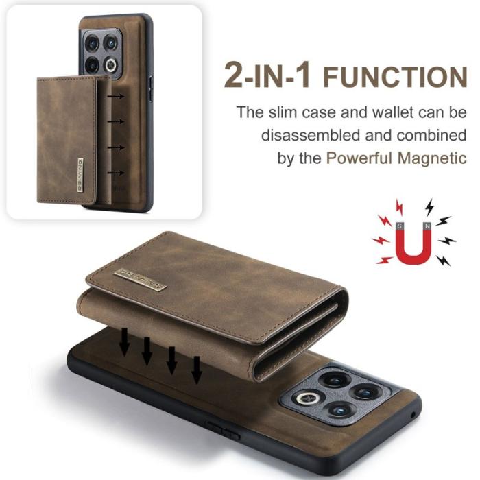 DG.MING - DG.MING OnePlus 10 Pro 5G Konstläder Plånboksfodral Magnetisk Brun
