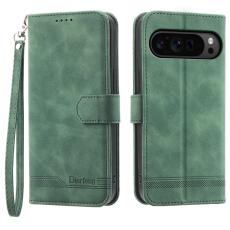 DIERFENG - DIERFENG DF-03 Flip Pl&aring;nboksfodral Google Pixel 9 Pro XL - &Auml;kta l&auml;der - Gr&ouml;n