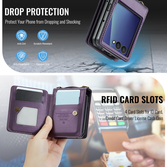 Caseme - CASEME Galaxy Z Flip 7 Plånboksfodral RFID Blocking C22 - Lila