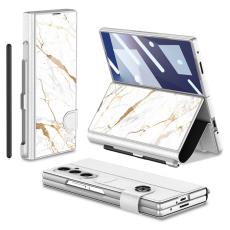 GKK - GKK Samsung Galaxy Z Fold7 Fodral - H&aring;rd PC + PU - Guld / Vit