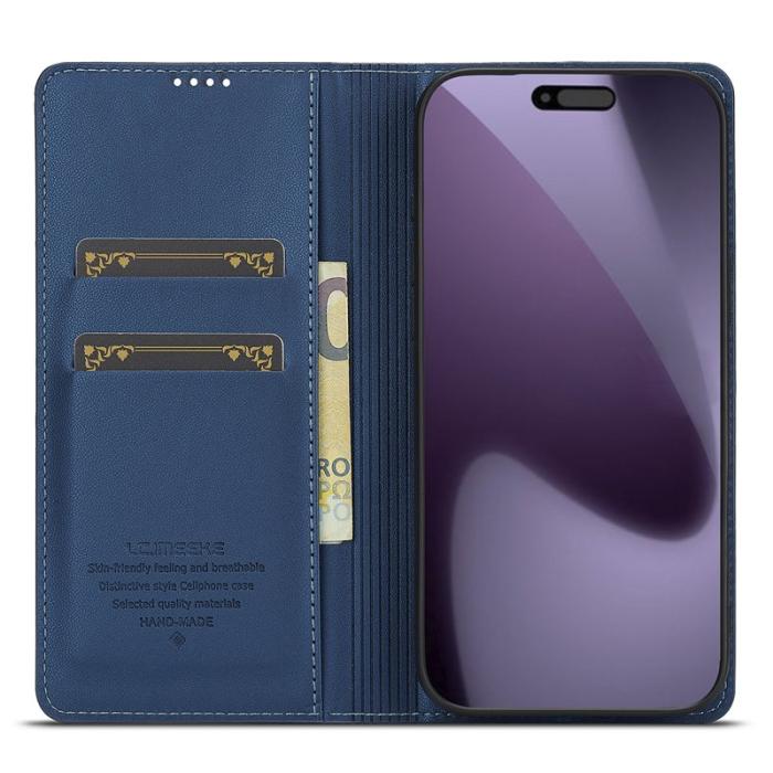 LC.imeeke - LC.IMEEKE L1 Series iPhone 17 Pro Plånboksfodral Konstläder - Blå