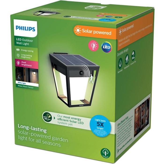 Philips - Philips Nissa Vägglampa Solcell LED 250/20lm - Svart