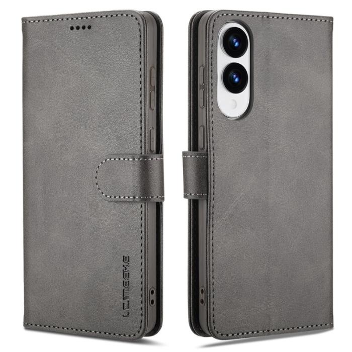 LC.imeeke - LC.IMEEKE Samsung Galaxy S25 Edge Plånboksfodral Konstläder - Grå