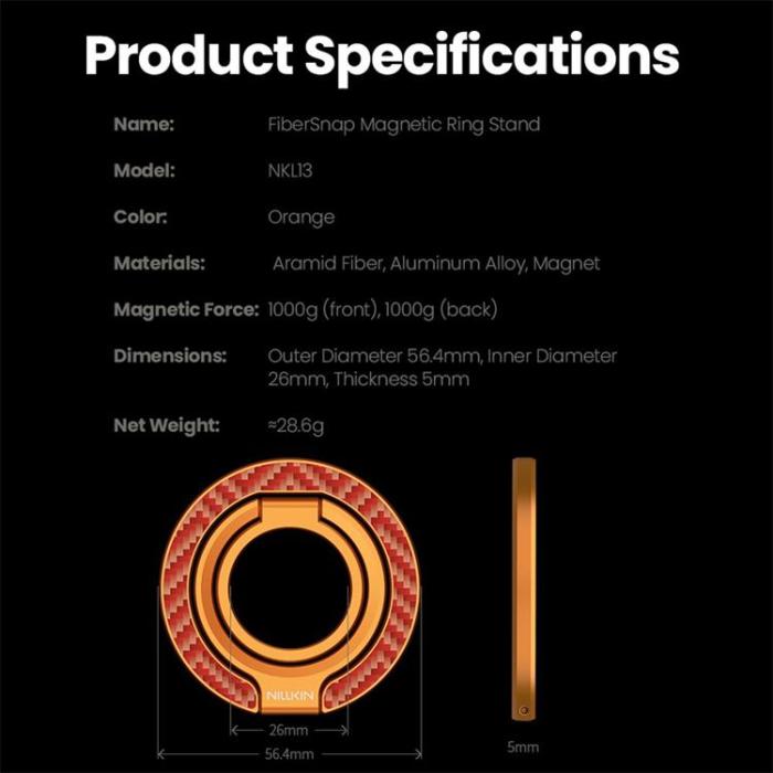 Nillkin - NILLKIN Magnetisk Ringhållare Kickstand Aramid Fiber Aluminiumhållare