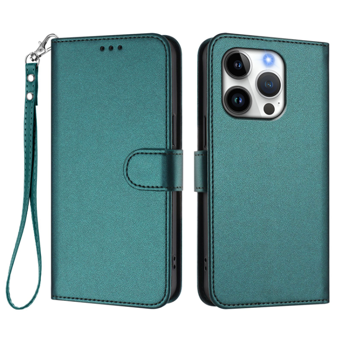 A-One Brand - iPhone 15 Pro Plånboksfodral Läder med Handledsrem - Grön