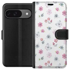 Gustaf - Pl&aring;nboksfodral till Google Pixel 9 med Blommor och fj&auml;rillar