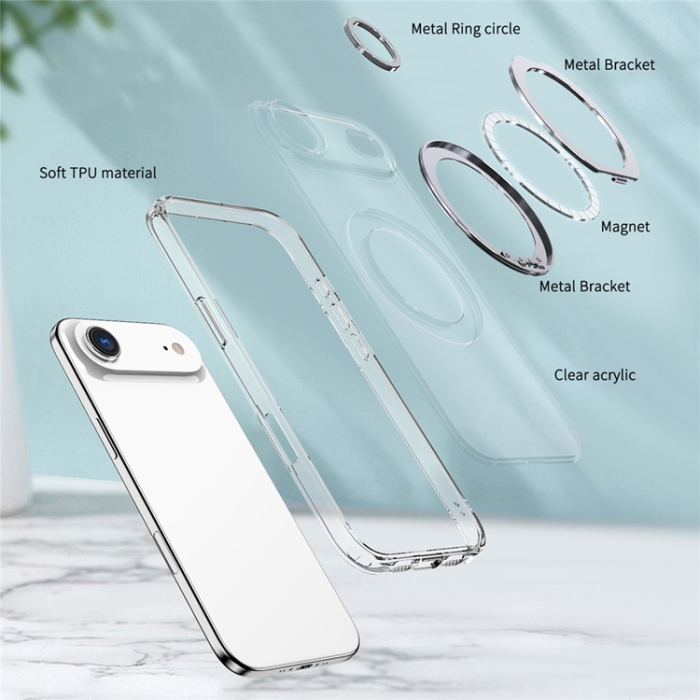 A-One Brand - iPhone Air Mobilskal MagSafe TPU + Acrylic Kickstand - Transparent