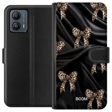Gustaf - Pl&aring;nboksfodral till Motorola Moto G53 med Leopard Bow