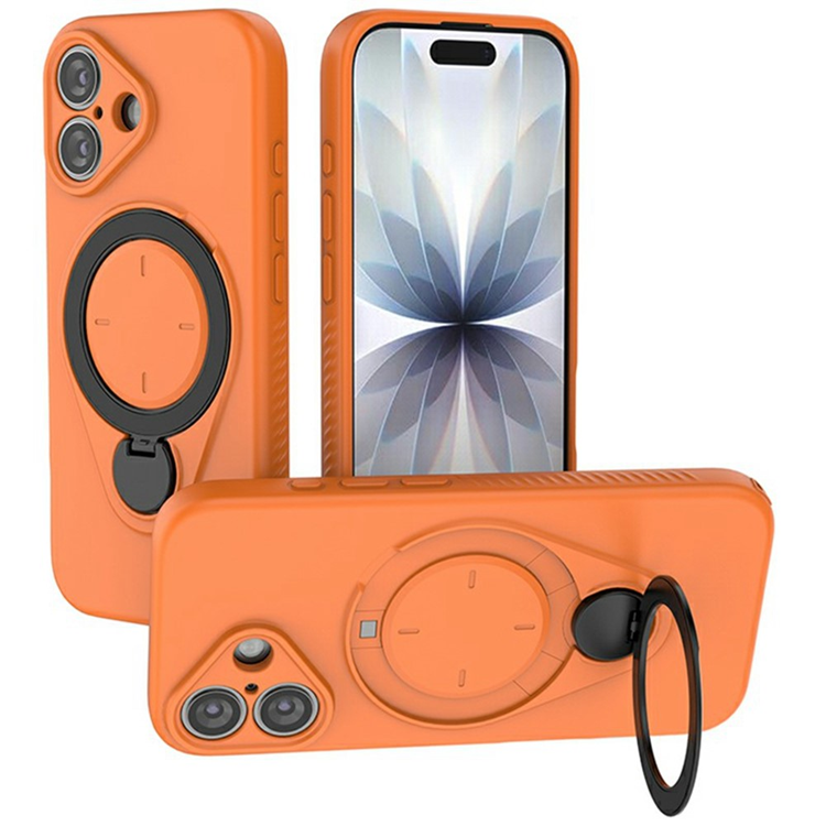 iPhone 17 Mobilskal MagSafe Rotating Kickstand TPU PC - Orange (Orange) | 2353 | AlltMobil