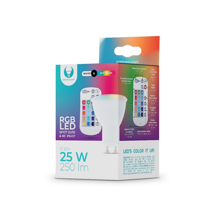 Forever Light - Forever Light LED Glödlampa GU10 RGB + Vit 5W + RC