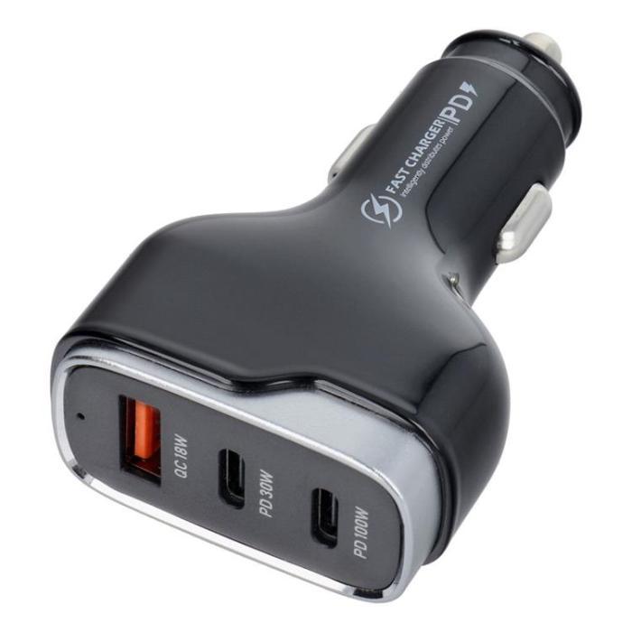 OEM - Billaddare USB-C USB QC/2x USB-C - Svart