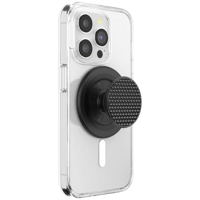 PopSockets - PopSockets Round Aluminum Triangle Knurl MagSafe Mobilgrip och Stativ - Svart