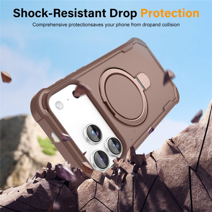 A-One Brand - iPhone 17 Pro Max Mobilskal MagSafe Kickstand Shockproof - Guld