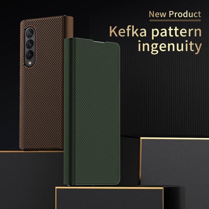 A-One Brand - Galaxy Z Fold 4 Fodral Kevlar Texture Folio Flip - Brun