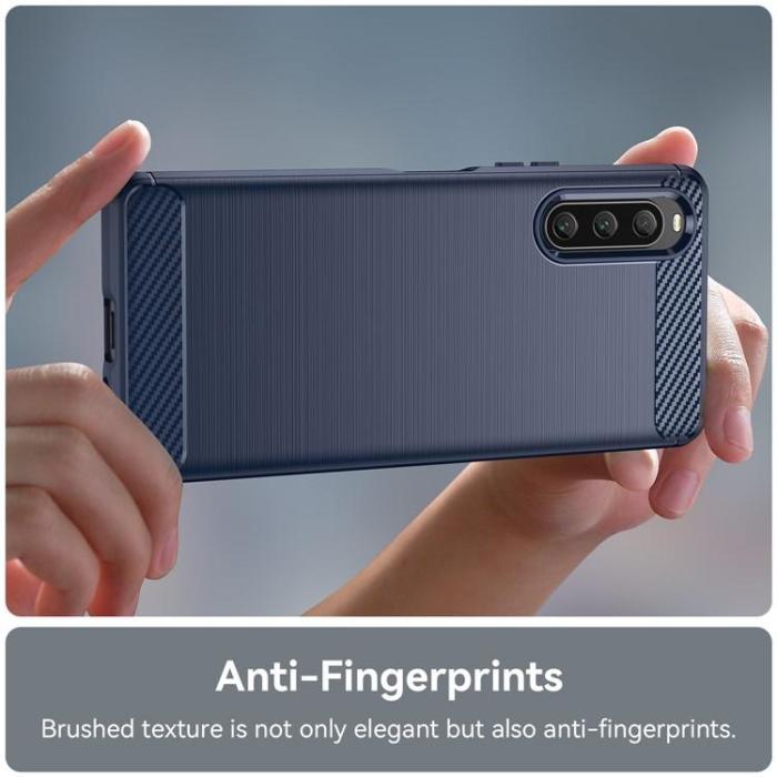 OEM - Sony Xperia 10 V Mobilskal Carbon Fiber - Blå