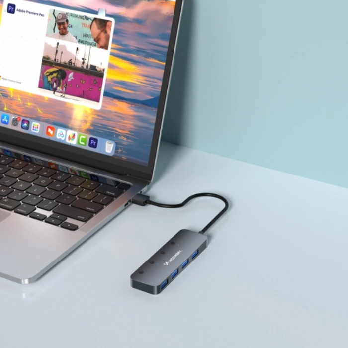 Wozinsky - Wozinsky USB-A HUB 4x USB-A 3.0 med Kabel 0.3m Aluminum - Grå