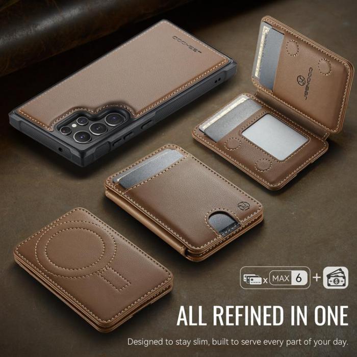 OEM - JEEHOOD Samsung Galaxy S22 Ultra 5G Fodral KonstLäder - Brun