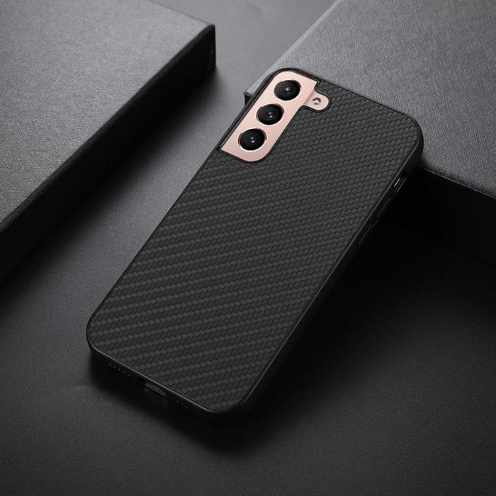 OEM - Carbon Fiber Läder Skal Galaxy S22 Plus 5G - Svart