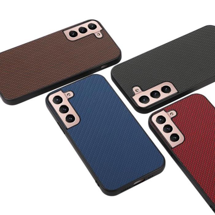 OEM - Carbon Fiber Läder Skal Galaxy S22 Plus 5G - Svart