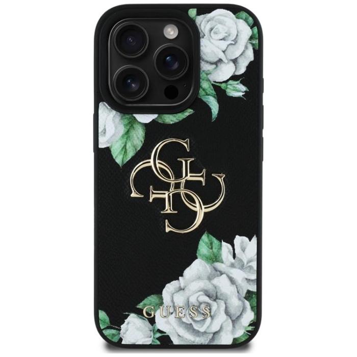 Guess - Guess iPhone 16 Pro Max Mobilskal Grained Roses Big 4G logo