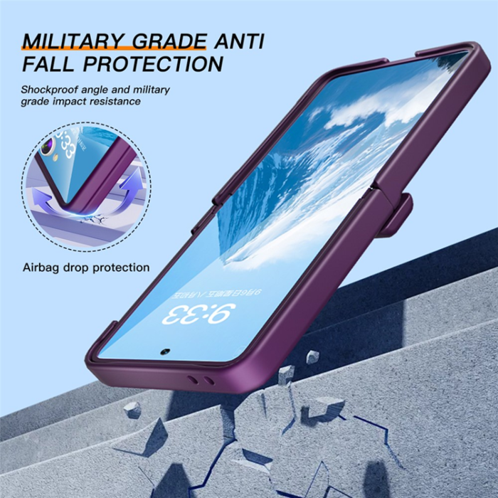 A-One Brand - Galaxy Z Flip7 Mobilskal Hinge Protection Kickstand - Mörklila