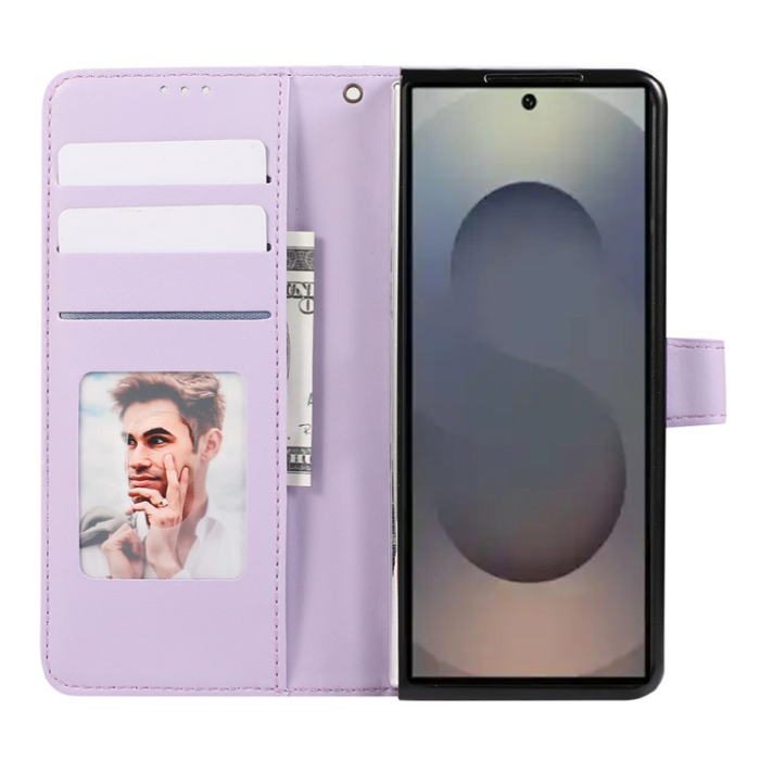 A-One Brand - Galaxy Z Fold7 Plånboksfodral 3D Rhombus Grid Imprinted - Lila