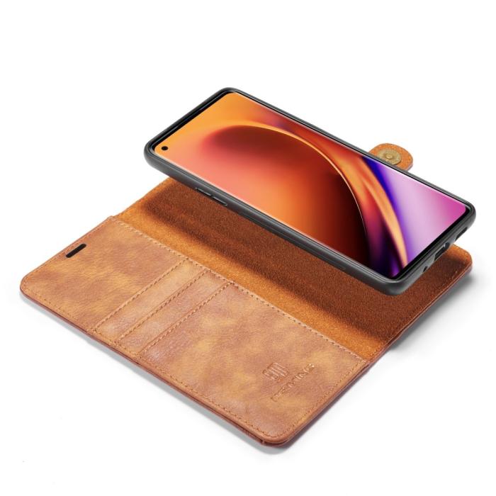 DG.MING - DG.MING Detachable Äkta Läder Plånboksfodral OnePlus 8 Pro - Brun