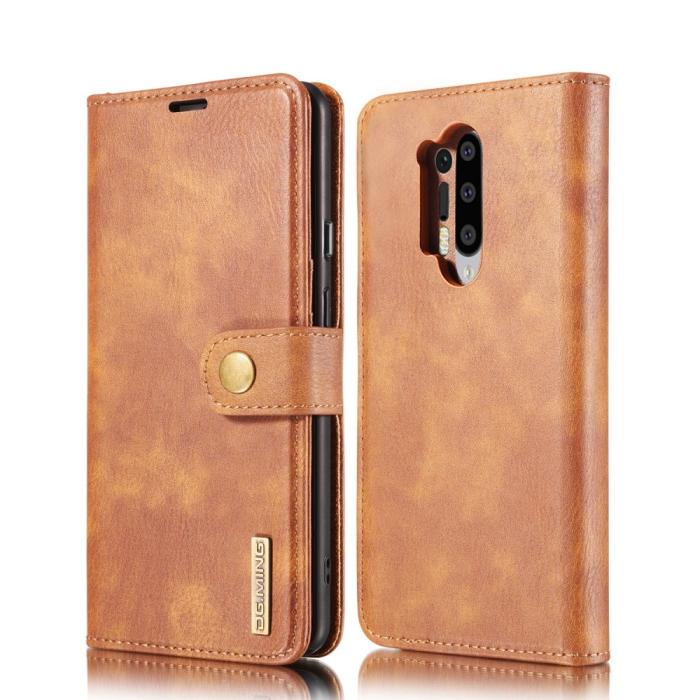 DG.MING - DG.MING Detachable Äkta Läder Plånboksfodral OnePlus 8 Pro - Brun