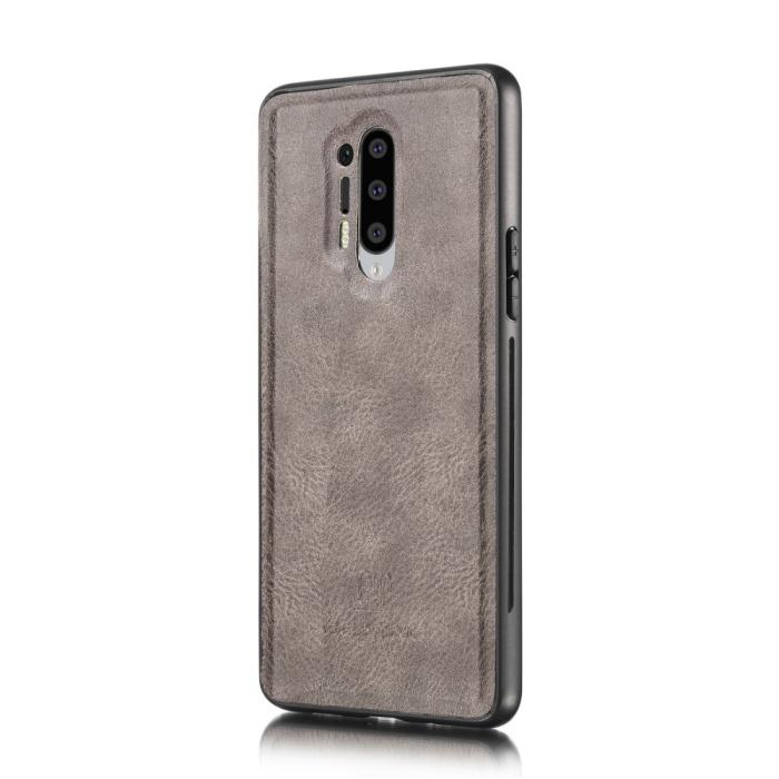 UTGATT1 - DG.MING Detachable Äkta Läder Plånboksfodral OnePlus 8 Pro - Grå