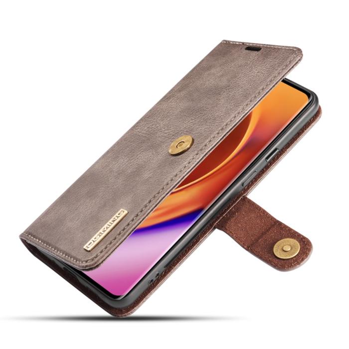 UTGATT1 - DG.MING Detachable Äkta Läder Plånboksfodral OnePlus 8 Pro - Grå