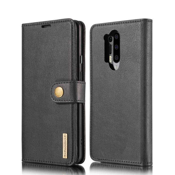 UTGATT1 - DG.MING Detachable Äkta Läder Plånboksfodral OnePlus 8 Pro - Svart
