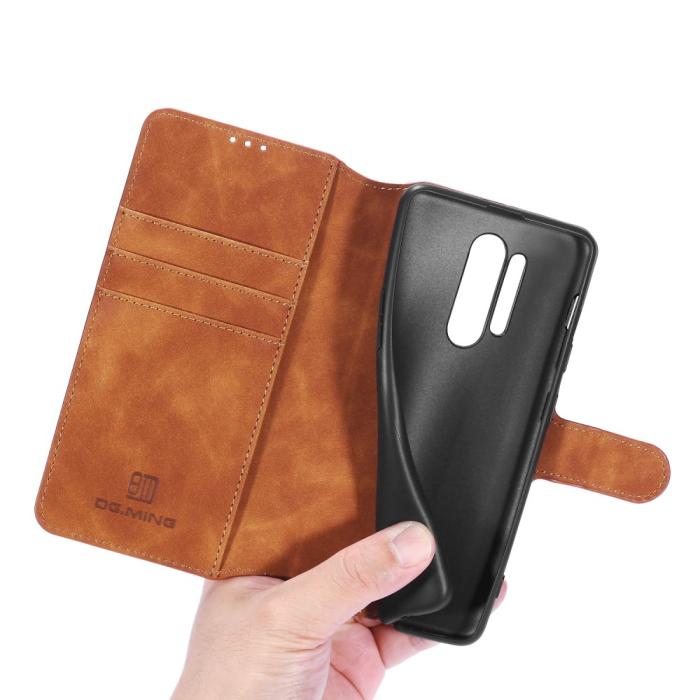 UTGATT1 - DG.MING Retro Läder Plånboksfodral OnePlus 8 Pro - Brun