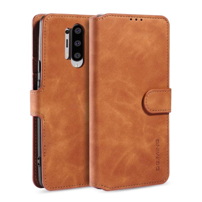 UTGATT1 - DG.MING Retro Läder Plånboksfodral OnePlus 8 Pro - Brun