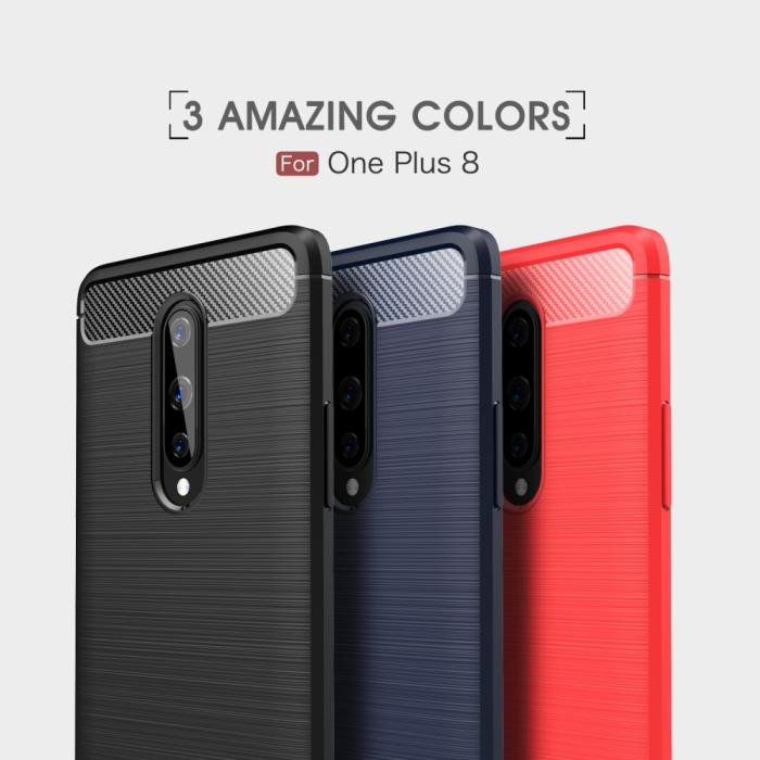 OEM - Carbon Fibre Skal OnePlus 8 - Blå