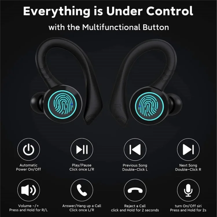 A-One Brand - Vattentäta In-Ear SportHörlurar Bluetooth BE1033 - Svart