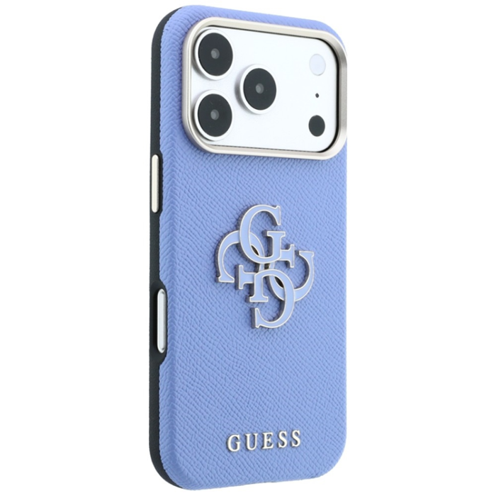 Guess - Guess Mobilskal För iPhone 18 Pro/17 Pro Grained & Big Resin Logo - Blå