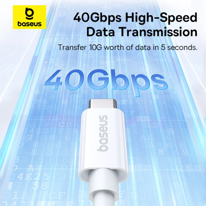 BASEUS - Baseus USB-C till USB-C kabel 240W PD 8K 60Hz 1m - Vit