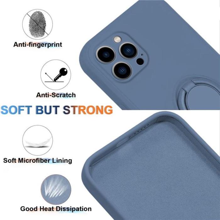 OEM - iPhone 15 Pro Max Mobilskal Ringhållare Liquid Silikon - Midnightblå