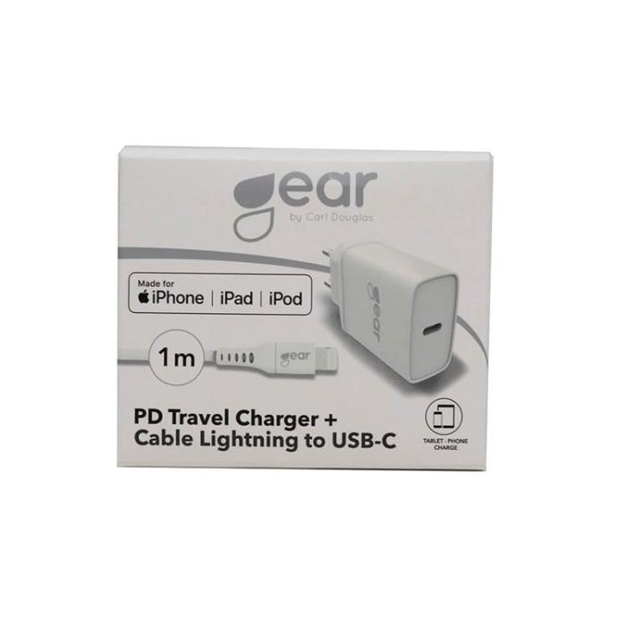 GEAR - GEAR Laddare 1xUSB-C PD 220V Lightning Kabel till USB-C 20W MFI C94